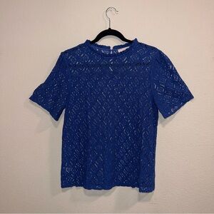 Elegant Blue Lace Women's Top, From Loft Size Medium